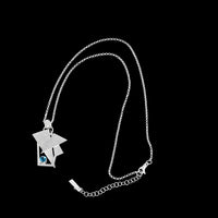 Contemporary-design pendant necklace, hand fabricated from Argentium sterling silver with a 5mm London Blue Topaz. 