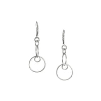 Hand-fabricated, contemporary dangle earrings in either 14K gold or sterling silver.