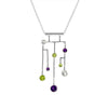 Handmade Argentium and sterling silver pendant necklace with white topaz, peridot and amethyst stones.