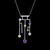 Handmade Argentium and sterling silver pendant necklace with white topaz, peridot and amethyst stones.