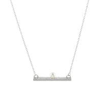 Hand-forged sterling silver bar with a 6mm white freshwater pearl on a sterling silver chain.  