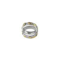 Hand-fabricated, contemporary design ring featuring 14k gold leaves sprinkled around a sterling silver band.