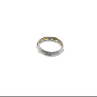 Hand-fabricated, contemporary design ring featuring 14k gold leaves sprinkled around a sterling silver band.