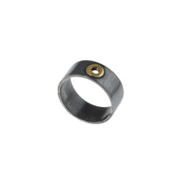 Gold and Silver Ring, handcrafted from oxidized sterling silver and finished with an 18K gold element.