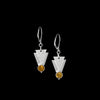 Contemporary triangular design earrings, hand-fabricated in sterling silver and set with golden citrines.
