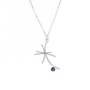 Contemporary design pendant necklace, handcrafted in Argentium sterling silver and set with a blue-purple iolite on a sterling silver chain.