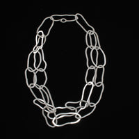 Dramatic 36” chain necklace, handcrafted from large organically shaped links of Argentium sterling silver. 