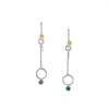 Contemporary geometric earrings, handcrafted from Argentium sterling silver with 18K gold elements and London blue topaz stones set in 18K gold.