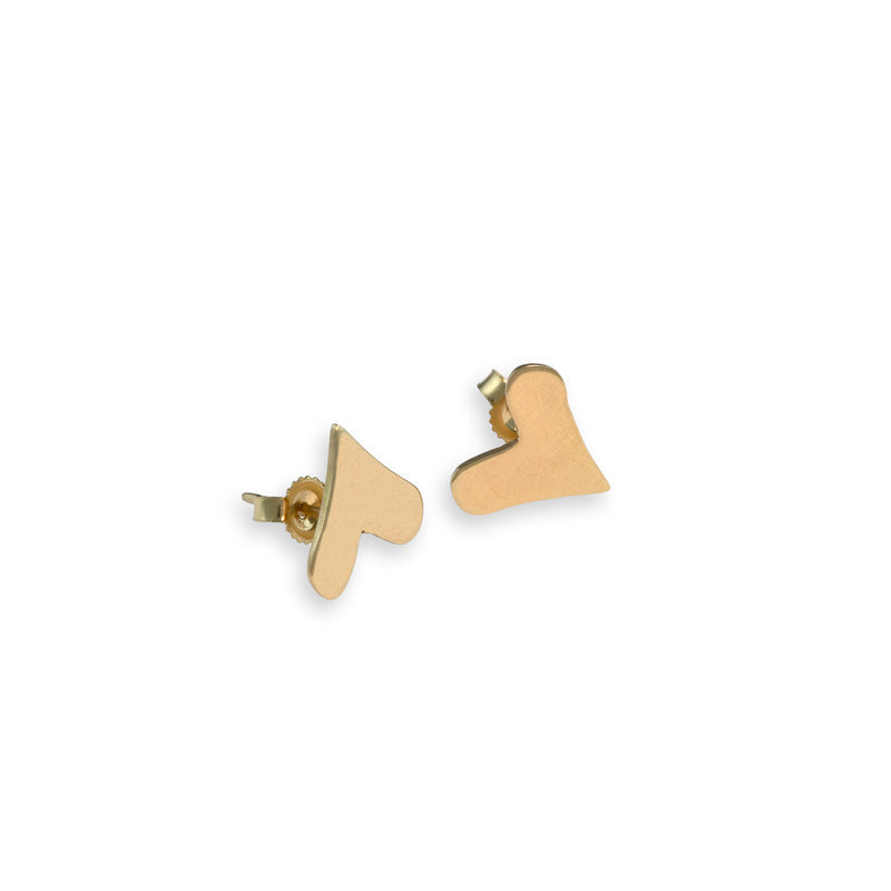 Hand-fabricated14K yellow gold post earrings with 14K gold posts and backs.