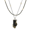 Delicate chain necklace composed of pyrite, 14K gold and sterling silver beads.  Shown with pyrite pendant necklace.