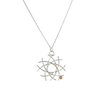 Van Gogh inspired pendant necklace, handcrafted in sterling silver with a 5mm dark gold citrine.  Sterling silver chain.