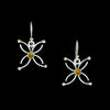 Artisan dangle earrings, hand fabricated in sterling silver with 18K gold elements and a 4mm golden citrine set in 18K gold.