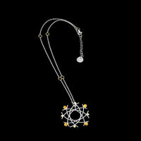 Van Gogh inspired pendant necklace, handcrafted in sterling silver and accented with golden citrines and 18K gold elements and bezels.  Sterling silver chain with 18K gold rings.