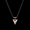 Contemporary-design sterling silver pendant necklace featuring a 10mm Oregon sunstone and a 4mm Mexican fire opal. 
