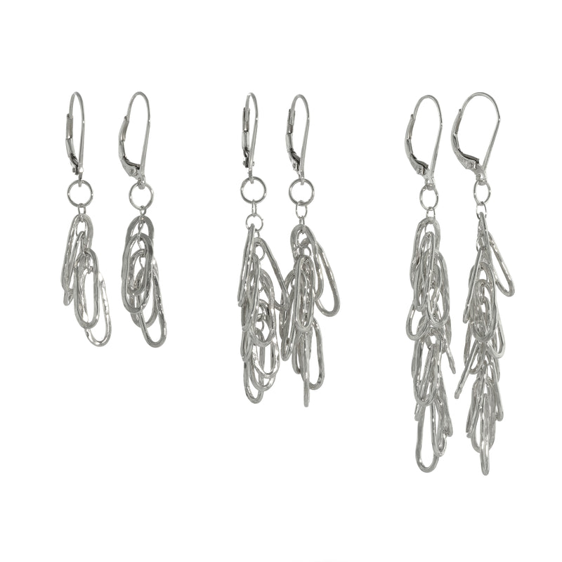 Dangle earrings, handcrafted in Argentium sterling silver with secure lever back ear wires.  Three lengths shown.