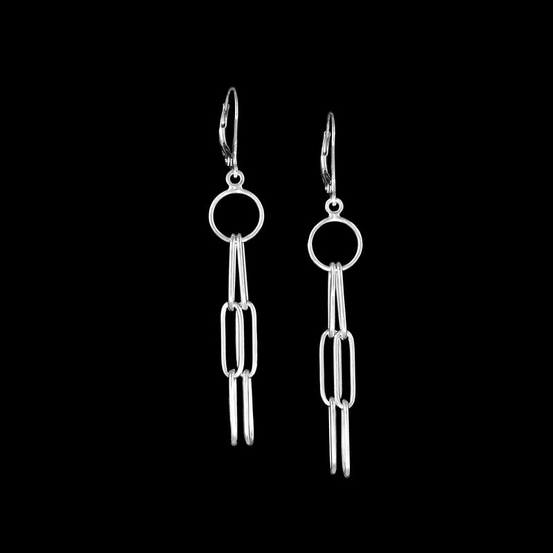 Hand-crafted dangle earrings hand-fabricated from Argentium sterling silver with secure lever back wires.
