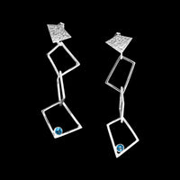 Contemporary trapezoid dangle earrings, handcrafted from Argentium and sterling silver and set with London blue topaz stones. 