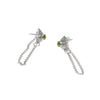 Hand-fabricated dangle earrings in sterling silver with 4mm green peridots.