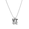 VOTE pendant, handcrafted from sterling silver and hung on a sterling silver snake chain.  Block patterned finish shown.