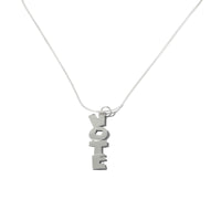 VOTE pendant, handcrafted from sterling silver and hung on a sterling silver snake chain.  Vertical satin finish shown