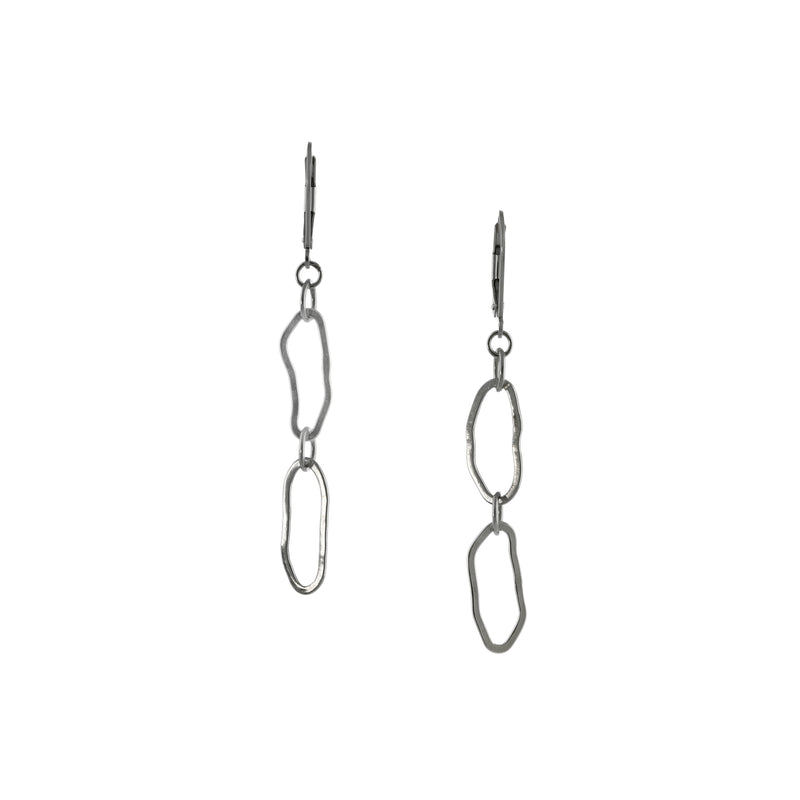 Contemporary, dangle earrings, handcrafted in Argentium sterling silver with secure lever-back ear wires.