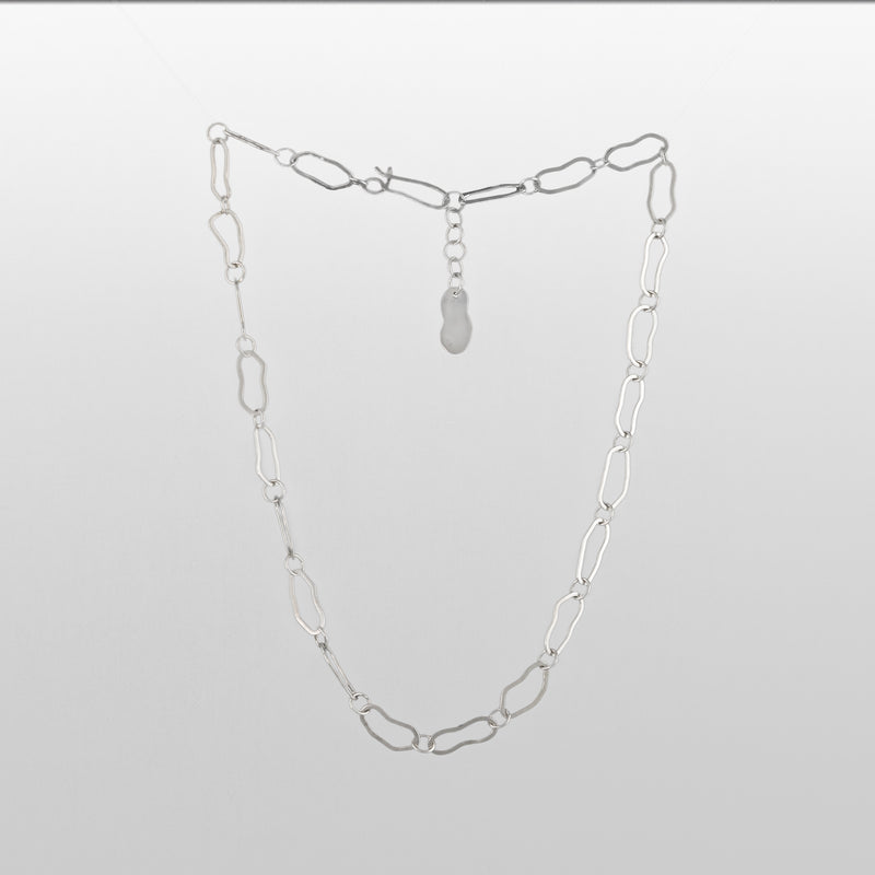 Contemporary, chain necklace, handcrafted with organically shaped links of Argentium sterling silver.