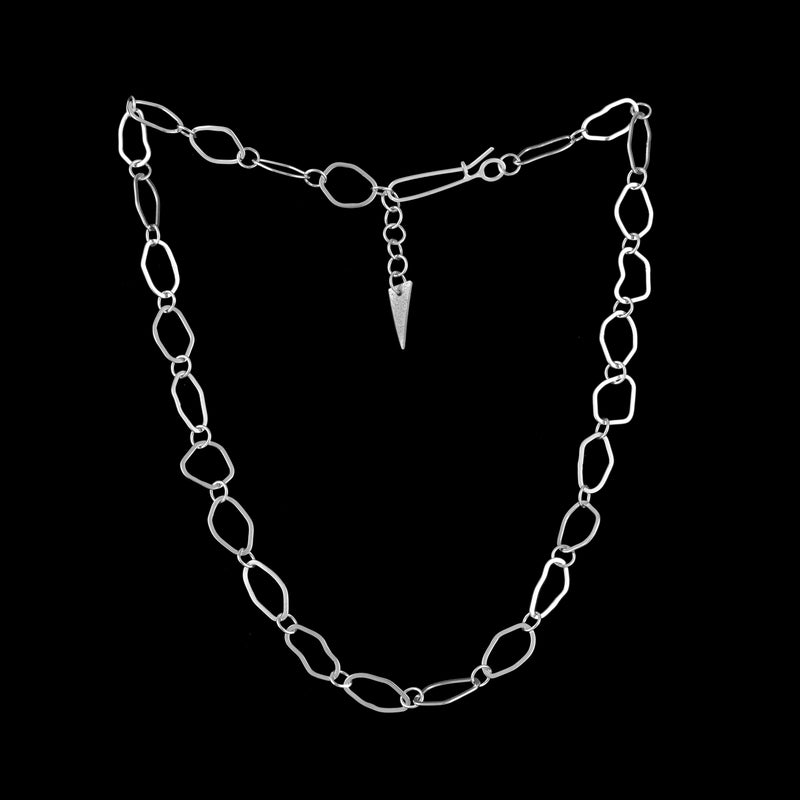 Contemporary, chain necklace, handcrafted with organically shaped links of Argentium sterling silver.