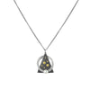 Contemporary design pendant necklace handcrafted from Argentium sterling silver with 18K gold elements and a white freshwater pearl.