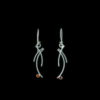 Contemporary design, dangle earrings handcrafted from Argentium sterling silver and set with golden citrines. 