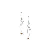 Contemporary design, dangle earrings handcrafted from Argentium sterling silver and set with golden citrines. 