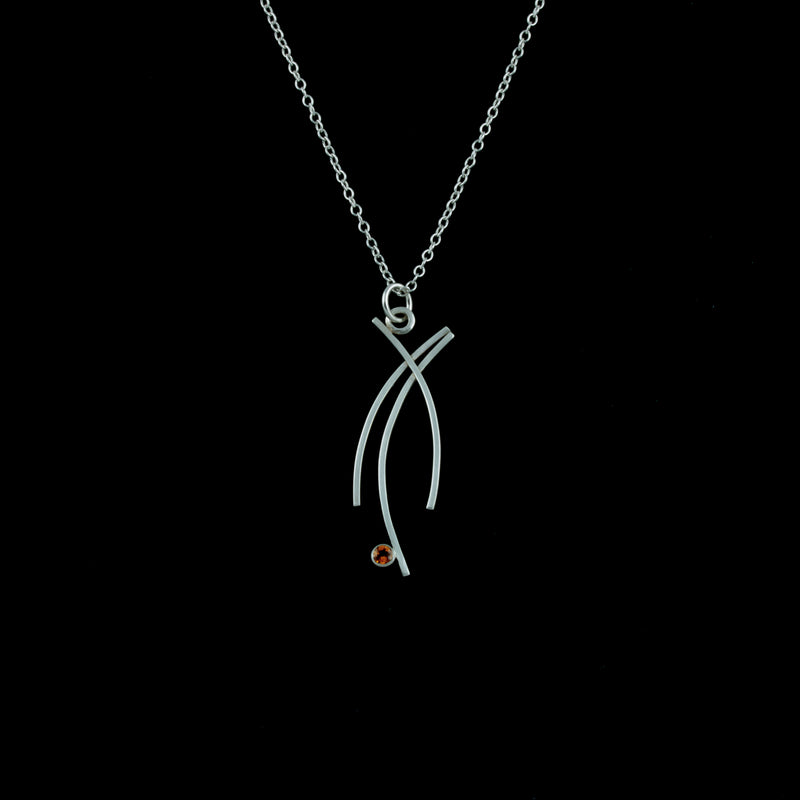 Contemporary design, pendant necklace handcrafted from Argentium sterling silver and set with a dark gold citrine.  Sterling silver chain.