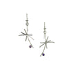 Contemporary design dangle earrings, handcrafted in Argentium sterling silver and set with blue-purple iolites.