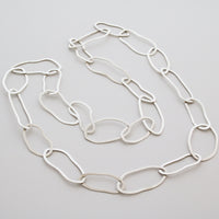 Dramatic 36” chain necklace, handcrafted from large organically shaped links of Argentium sterling silver. 