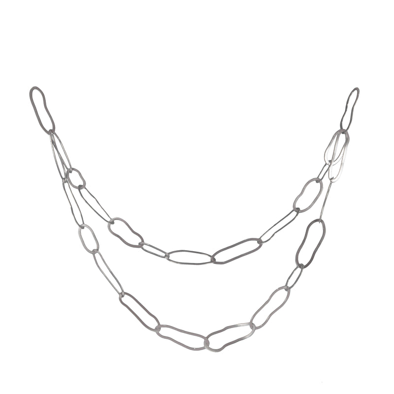 Dramatic 36” chain necklace, handcrafted from large organically shaped links of Argentium sterling silver. 