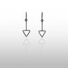 Geometric design drop earrings, handcrafted with oxidized Argentium sterling silver and 18K gold accents.