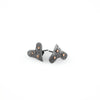 Handmade heart-shaped post earrings in sterling silver with 18K gold accent dots.  Sterling silver posts and backs.