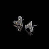 Handmade heart-shaped post earrings in sterling silver with 18K gold accent dots.  Sterling silver posts and backs.