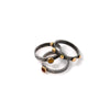 Set of three stacking rings, handcrafted from oxidized Argentium sterling silver with 18K gold elements and set with golden citrine stones.