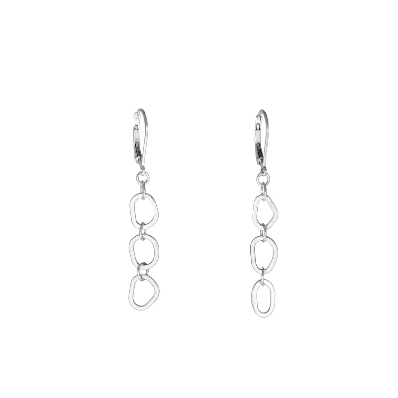 Contemporary dangle earrings, handcrafted in Argentium sterling silver with sterling silver lever back ear wires.