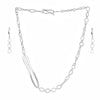 Contemporary, asymmetrical chain necklace, handcrafted from Argentium sterling silver.  Shown with matching earrings.