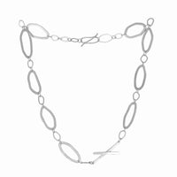 Contemporary, asymmetrical chain necklace, handcrafted in Argentium sterling silver.