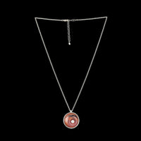 One-of-a-kind pendant necklace, hand fabricated from patinated copper encased in Argentium sterling silver and set with a white freshwater pearl.  Sterling silver rolo chain.  