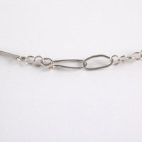 Modern design chain necklace, hand-fabricated from Argentium sterling silver.  Showing clasp.