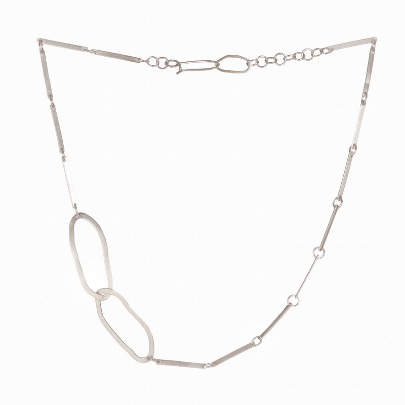 Modern design chain necklace, hand-fabricated from Argentium sterling silver.