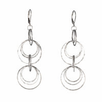 Contemporary dangle earrings, handcrafted in hammered Argentium sterling silver.