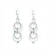 Contemporary dangle earrings, handcrafted in hammered Argentium sterling silver and set with 3mm blue zircons.