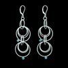 Contemporary dangle earrings, handcrafted in hammered Argentium sterling silver and set with 3mm blue zircons.