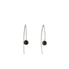 Hand fabricated drop earrings, showcasing black freshwater pearls on Marquise-shaped Argentium sterling silver ear wires.